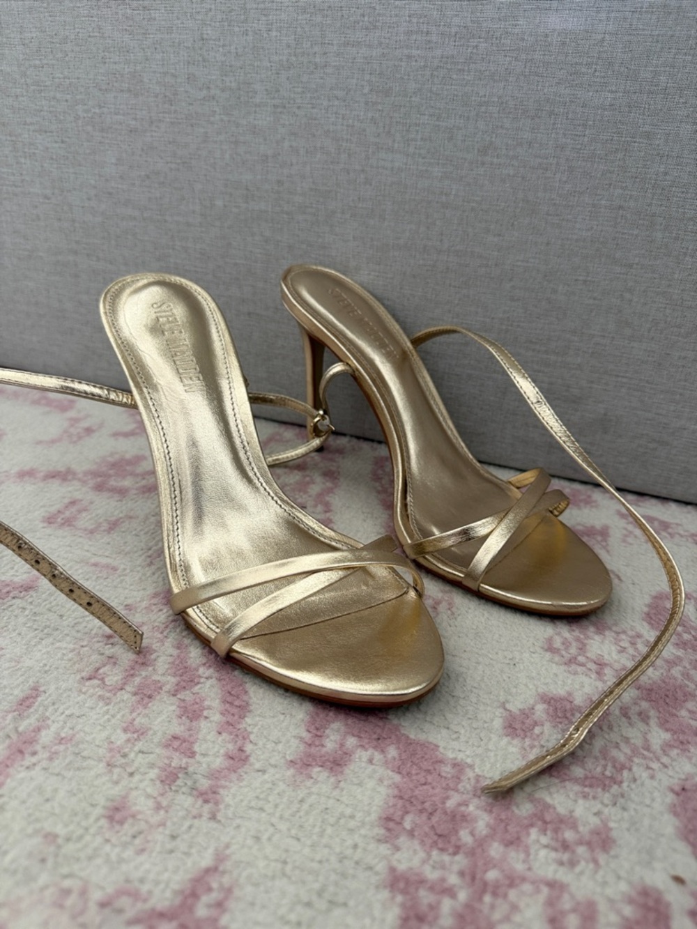 Steve Madden Gold Metallic Strappy Stiletto Sandals